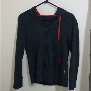 black and red zip up hoodie